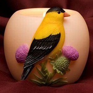 Goldfinch and Thistle Votive candle holder - marble